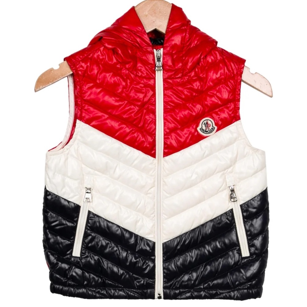 Kids Moncler Red White & Blue Puffer Vest